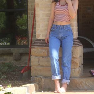 Retro Red and White Striped Halter Top